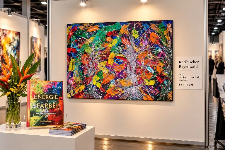 Werk A-97 – Karibischer Regenwald – auf einer Kunstmesse