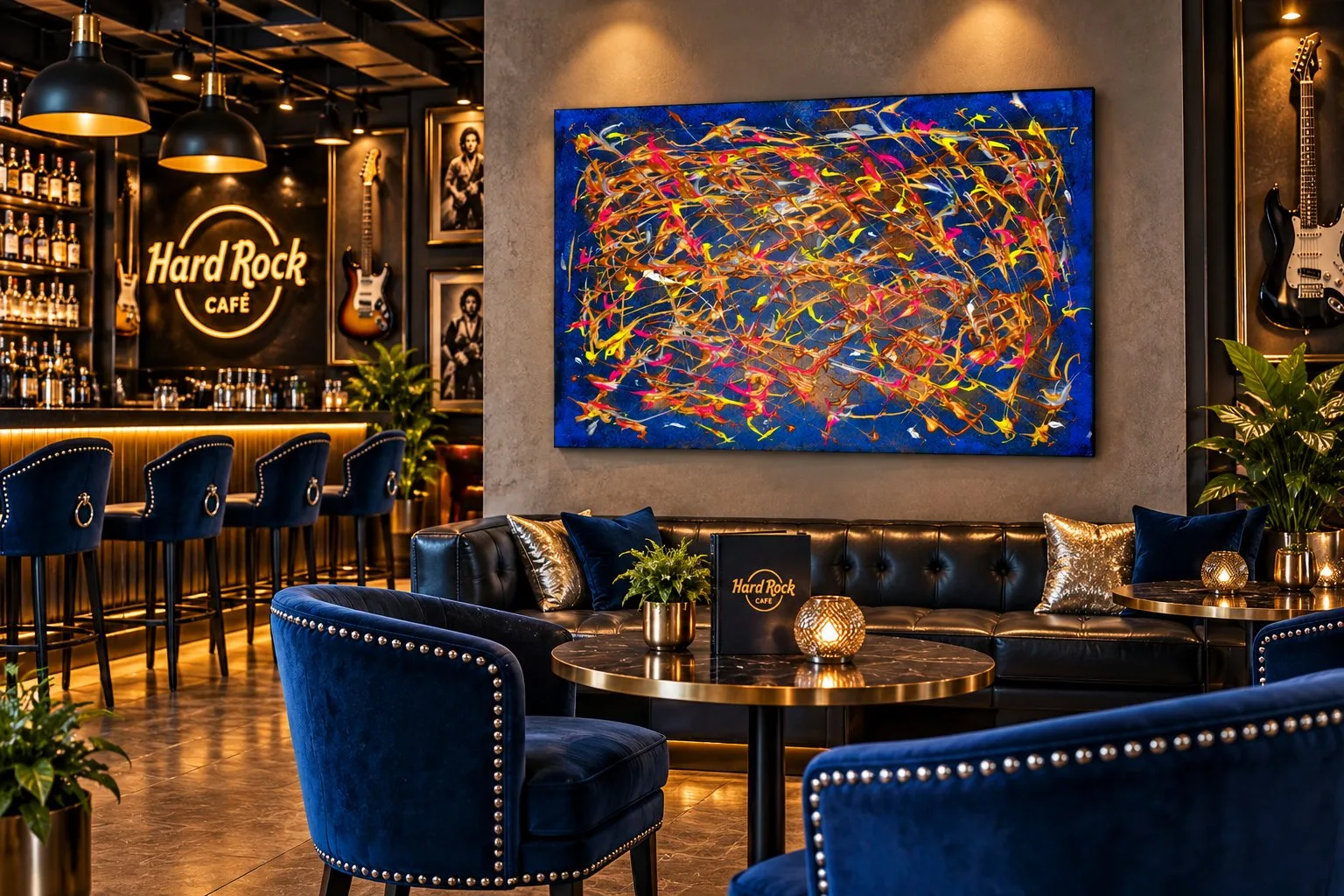 Werk G-93 – Metall trifft Neon – in einer Bar