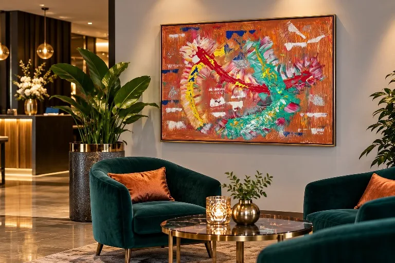 Werk HL-100 – Energieschleife – in einer Hotellobby
