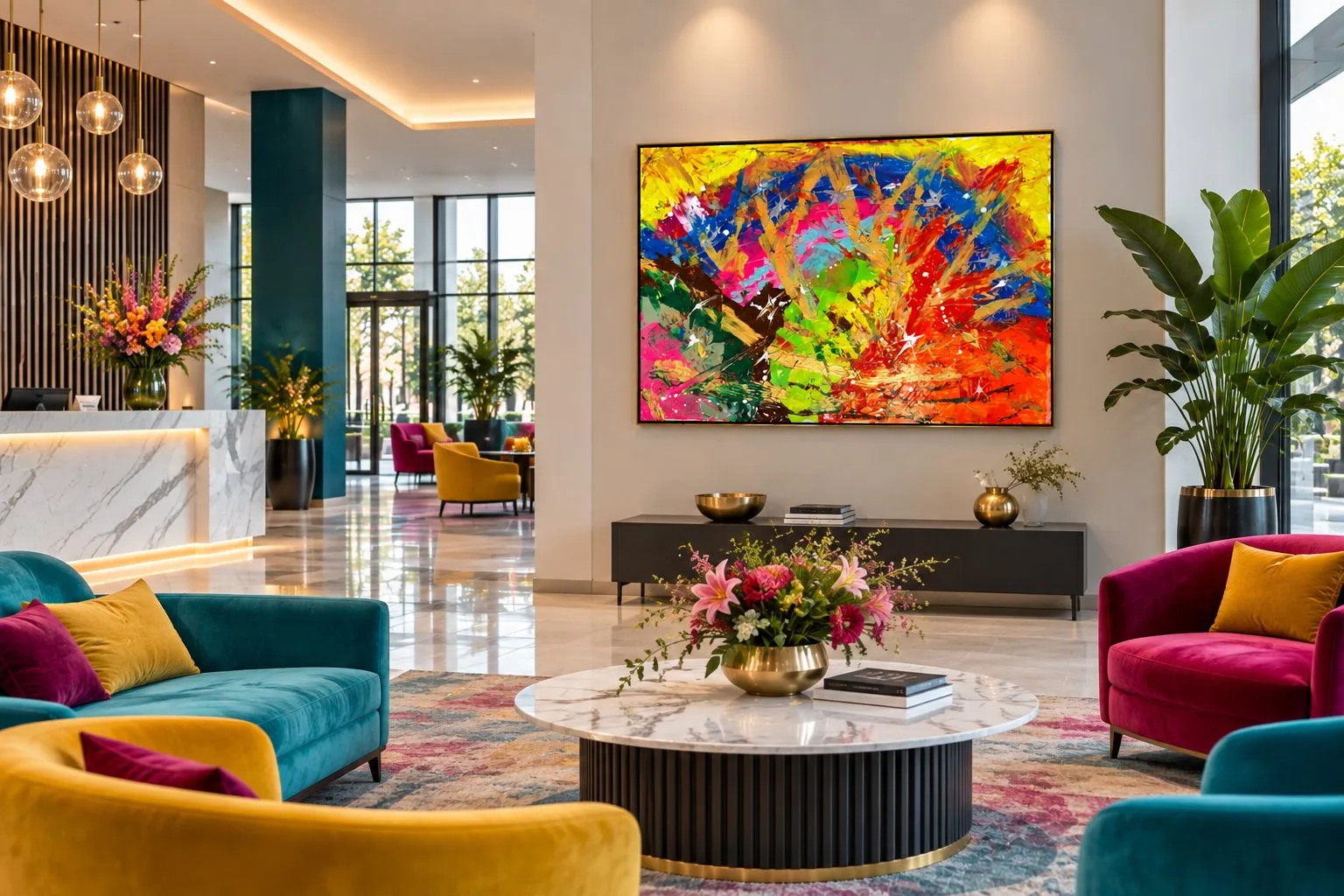 Werk HL-87 – Kraft der Farben – in einer Hotellobby