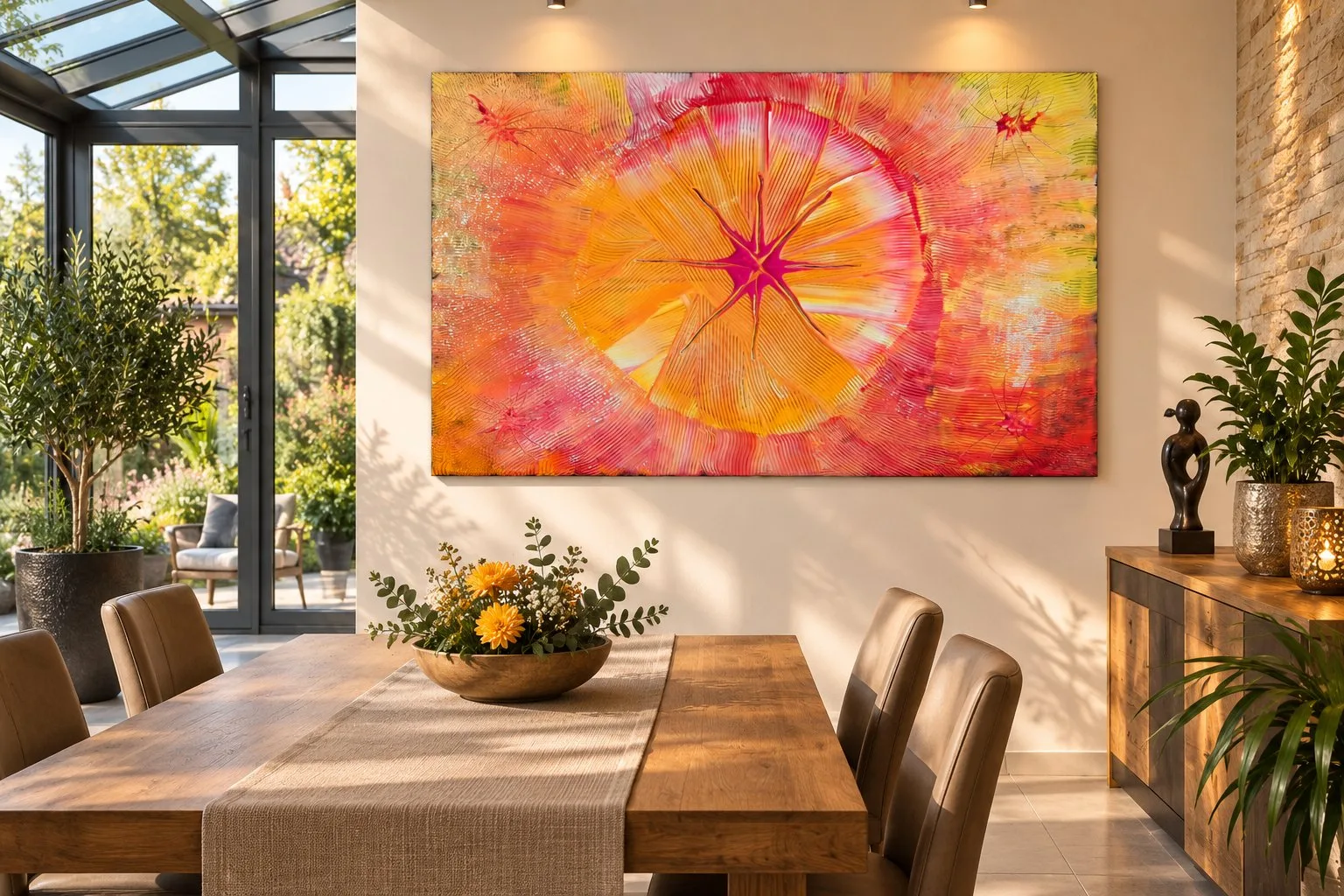Werk W-81 – Sonnenblüte – in einem Essbereich